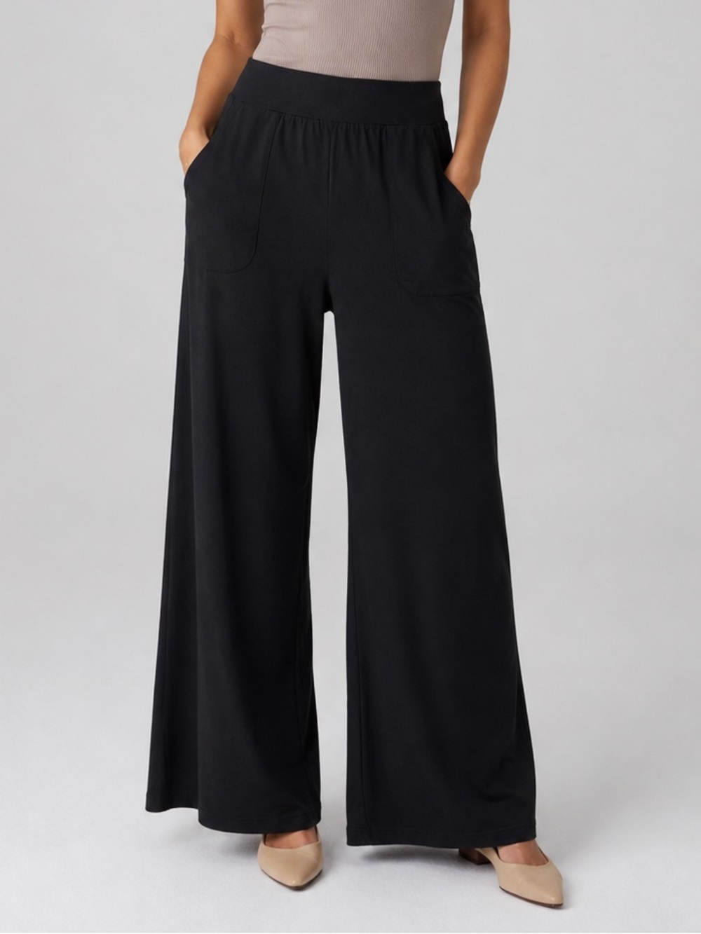 Denim & Co. Regular Beach Jersey Full Length Wide Leg Pants XS new A713222